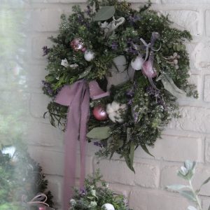 浪漫紫粉聖誕花環