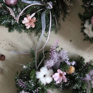 浪漫紫粉永生花環-迷你版