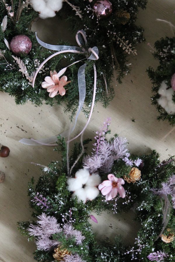 Bloom & Grace 永生花環・日常小品作品：浪漫紫粉永生花環－迷你版