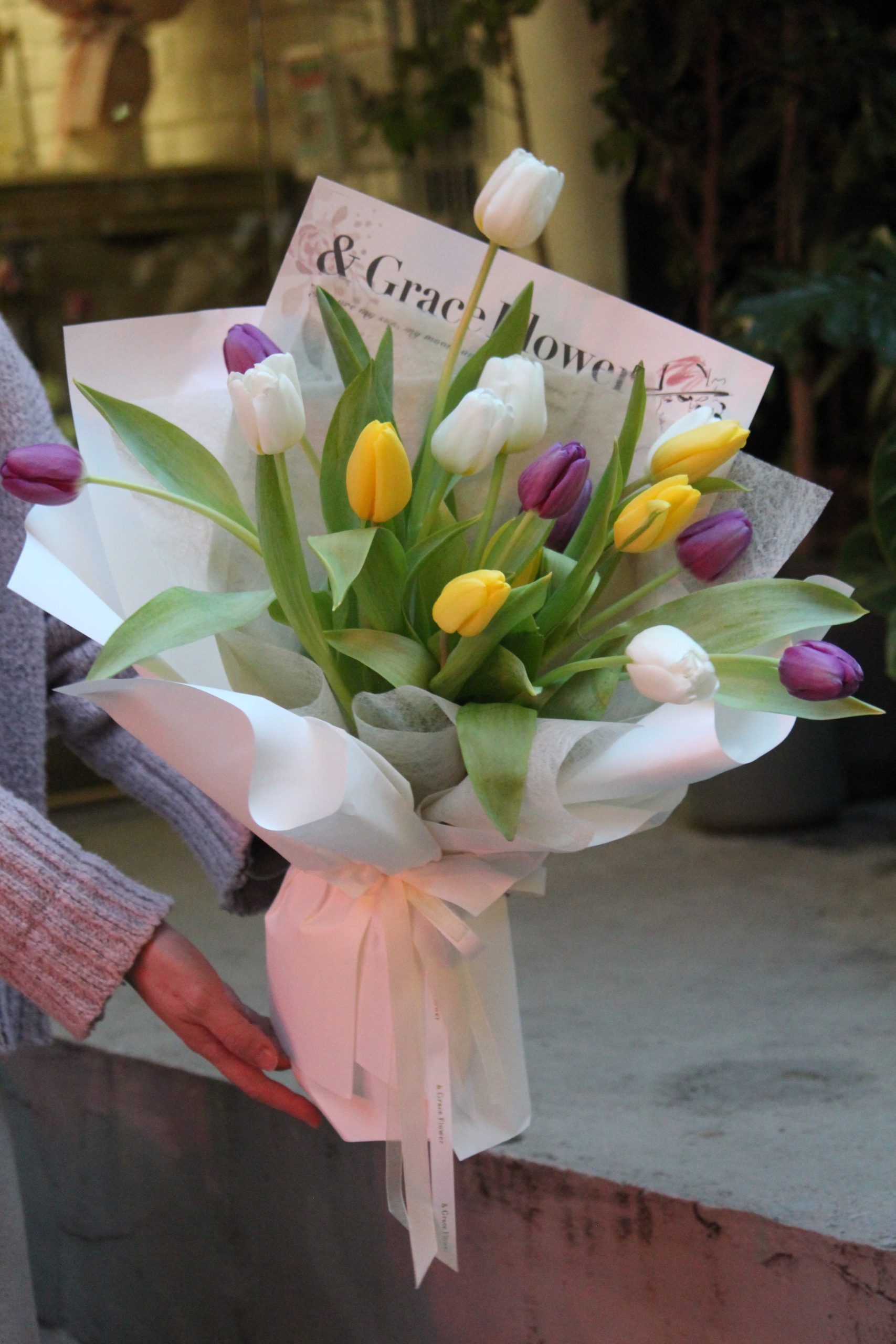 三色鬱金香鮮花束:圖片 2