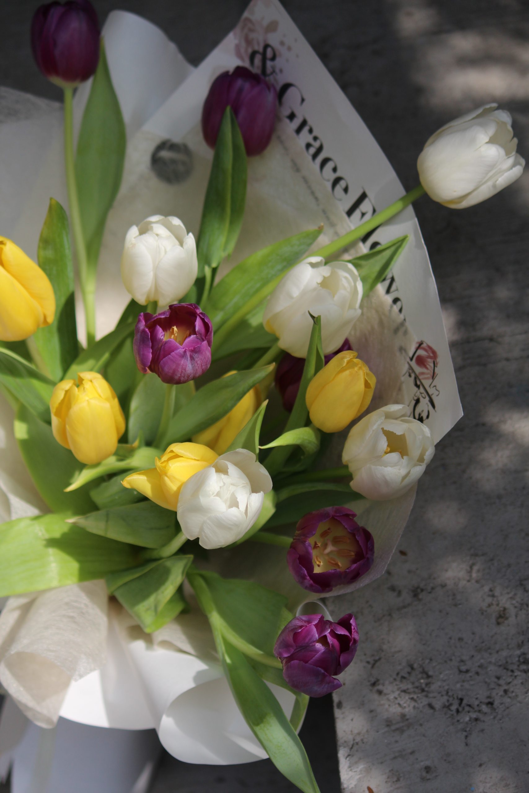 三色鬱金香鮮花束:圖片 5