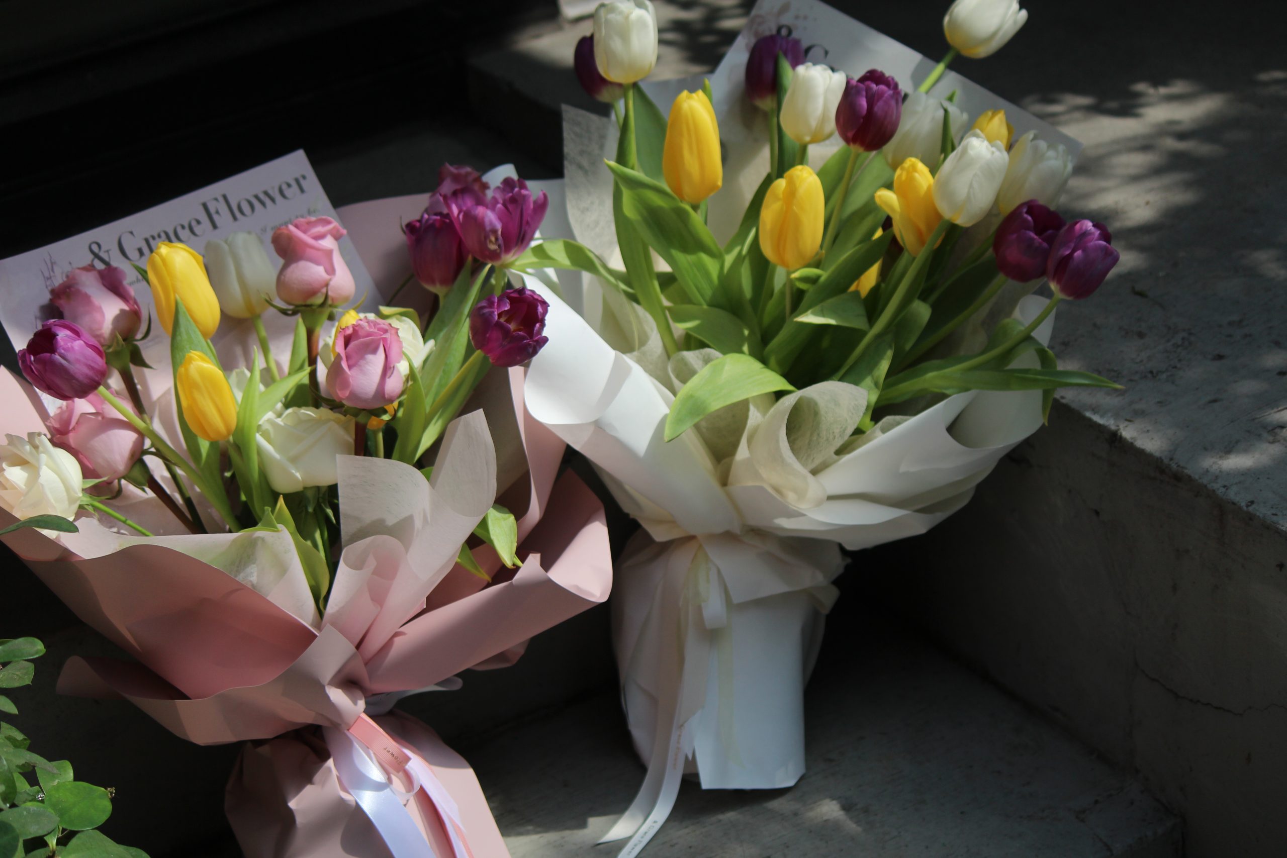 三色鬱金香鮮花束:圖片 3