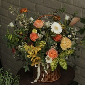 Bloom&Grace中秋祝福鮮花花籃-秋日燦爛黃色系
