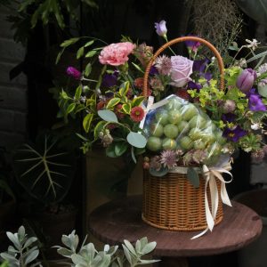 Bloom&Grace高級水果鮮花提籃-富貴人間紫色系