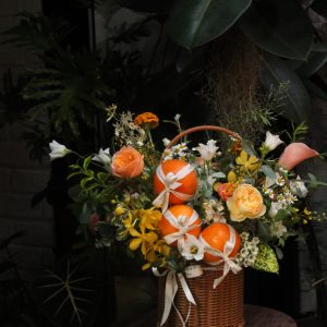 Bloom&Grace高級水果鮮花提籃-秋日燦爛黃色系