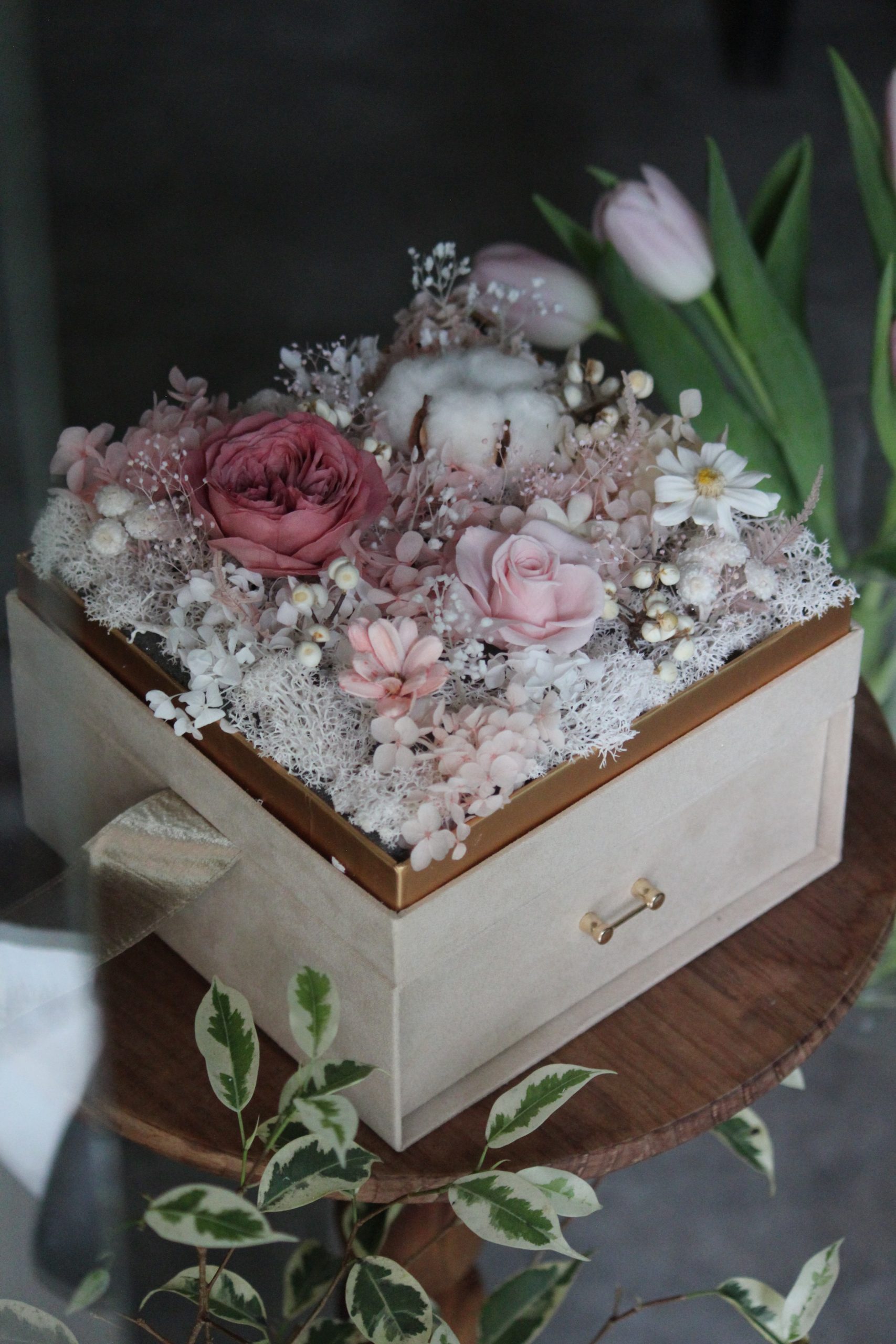 香氛蠟燭雙層永生花禮盒