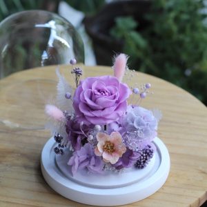 淺紫色系精緻永生花盅中型