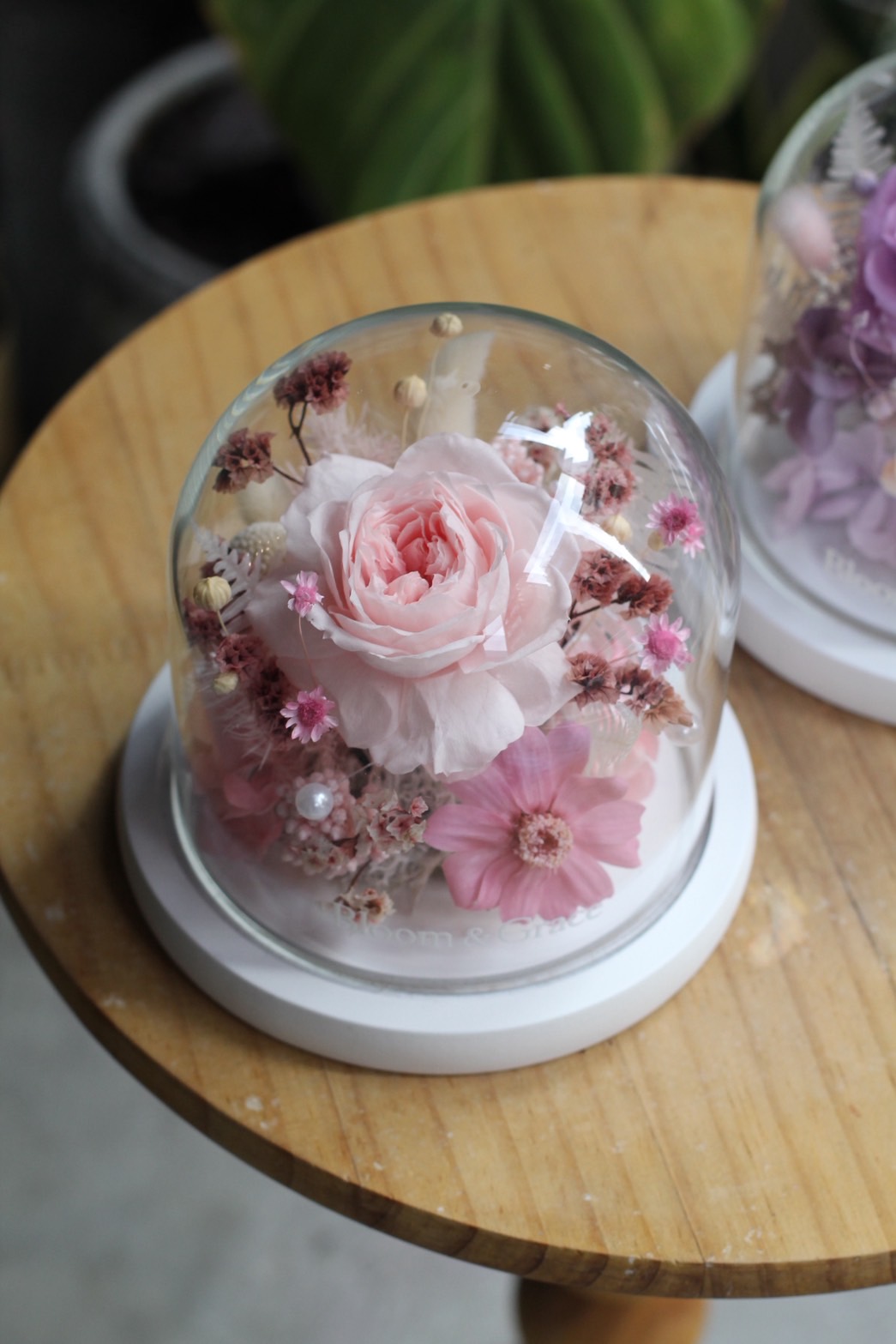 淺粉色系精緻永生花盅中型:圖片 3