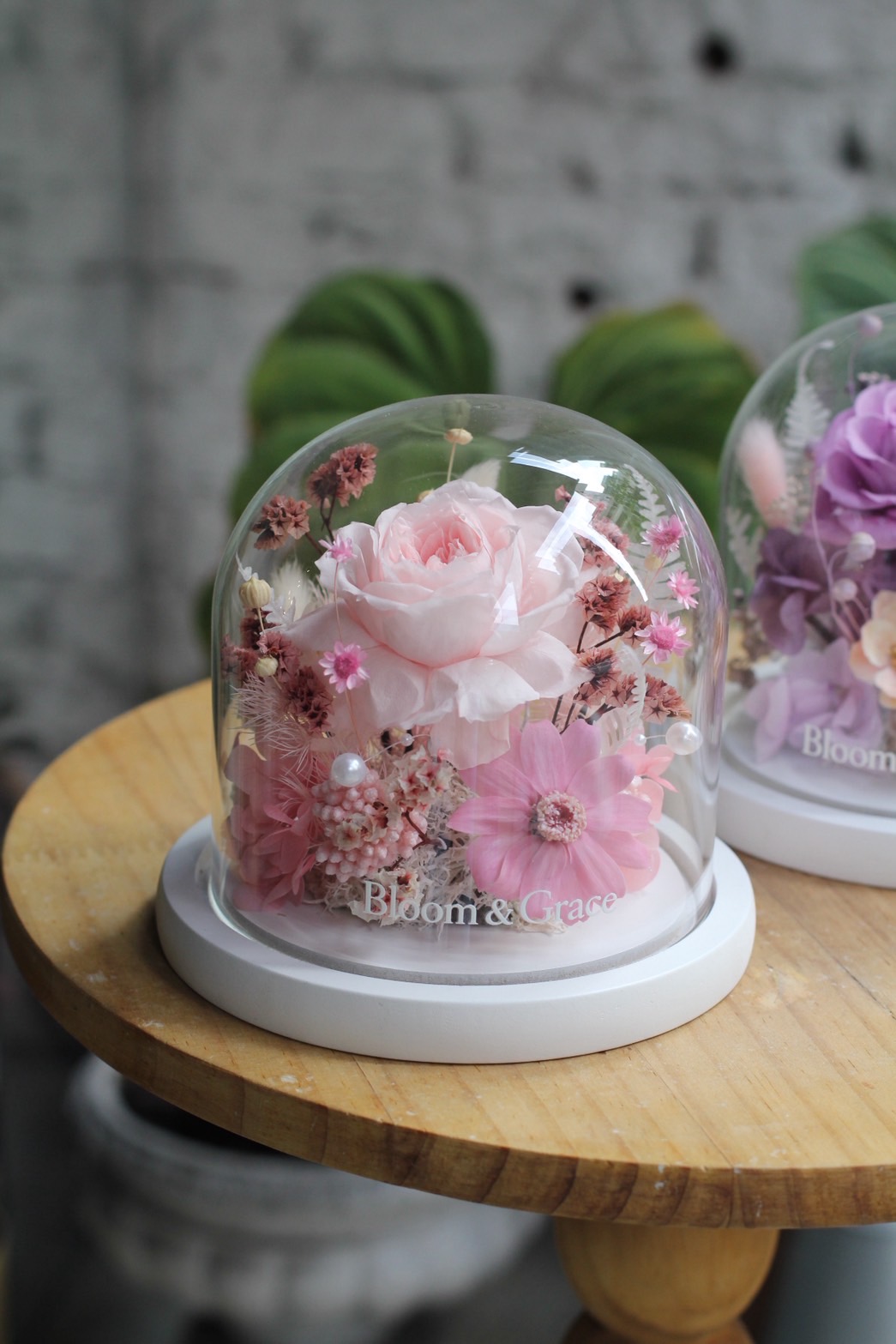 淺粉色系精緻永生花盅中型:圖片 2