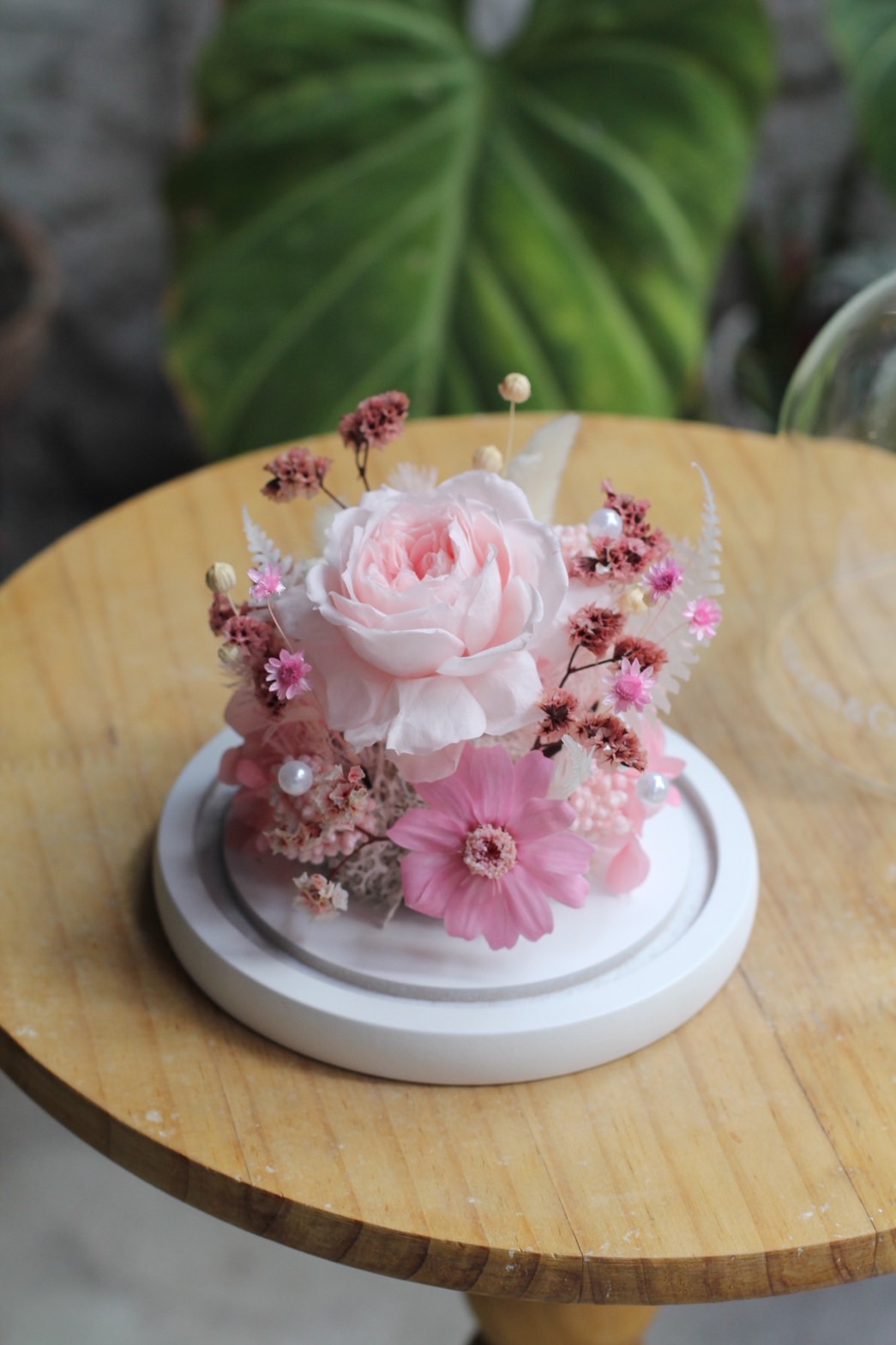 淺粉色系精緻永生花盅中型:圖片 6
