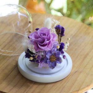精緻紫色玫瑰小玻璃花盅