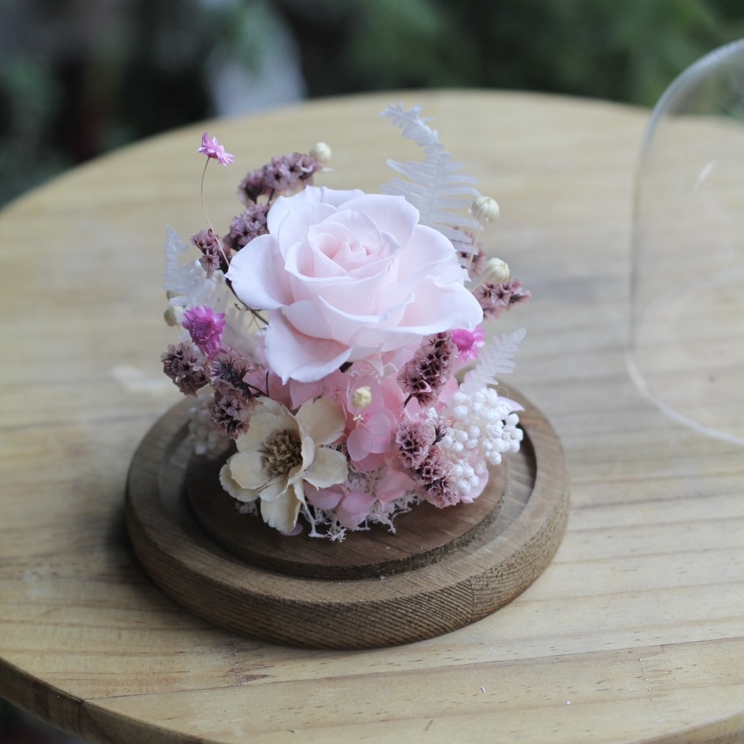 精緻深粉玫瑰小玻璃花盅:圖片 4