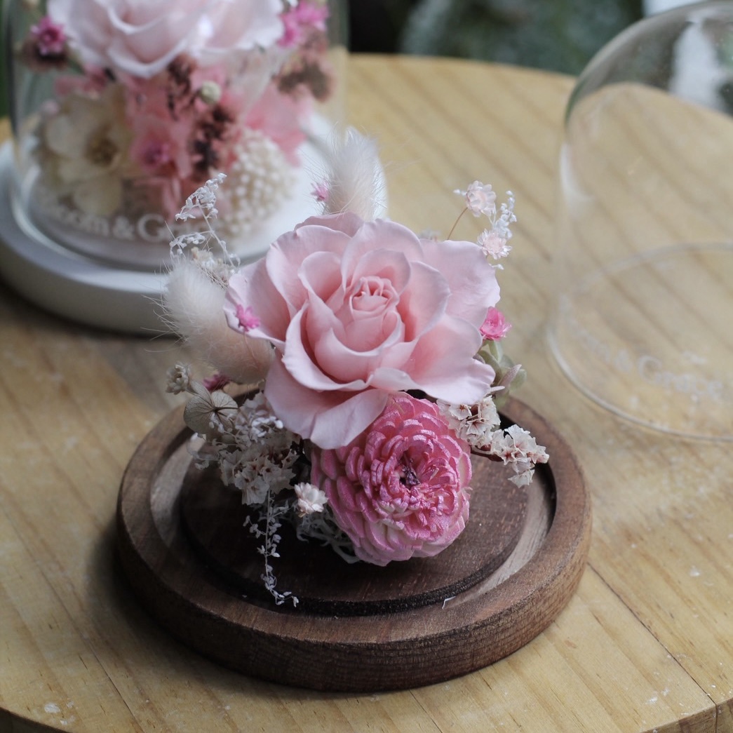 精緻深粉玫瑰小玻璃花盅:圖片 2