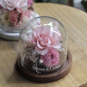 精緻深粉玫瑰小玻璃花盅