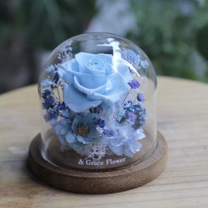 精緻藍色玫瑰小玻璃花盅