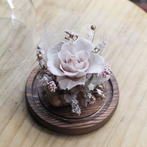 精緻藕色玫瑰小玻璃花盅