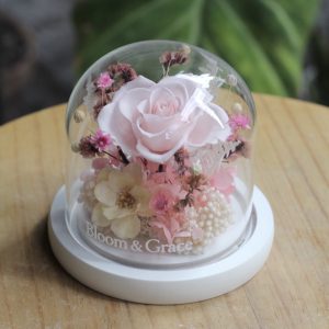 精緻淺粉玫瑰小玻璃花盅
