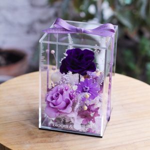 紫色玫瑰永生花壓克力花盒