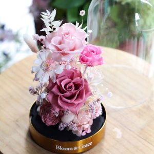 【幸福玫滿】永生玫瑰珍珠金屬花盅｜Bloom & Grace 深夜取花